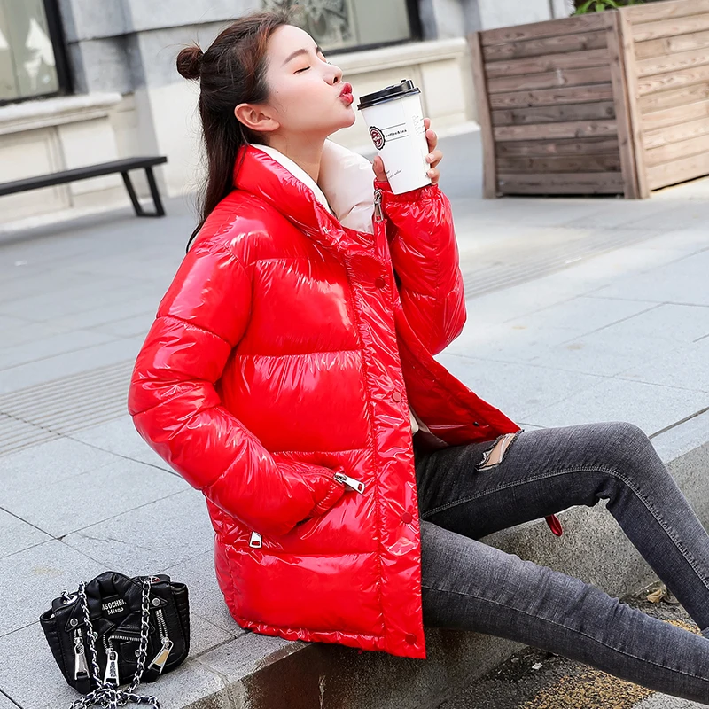 Дропшиппинг 2019 женские пальто Модные металлические однотонные черные красные