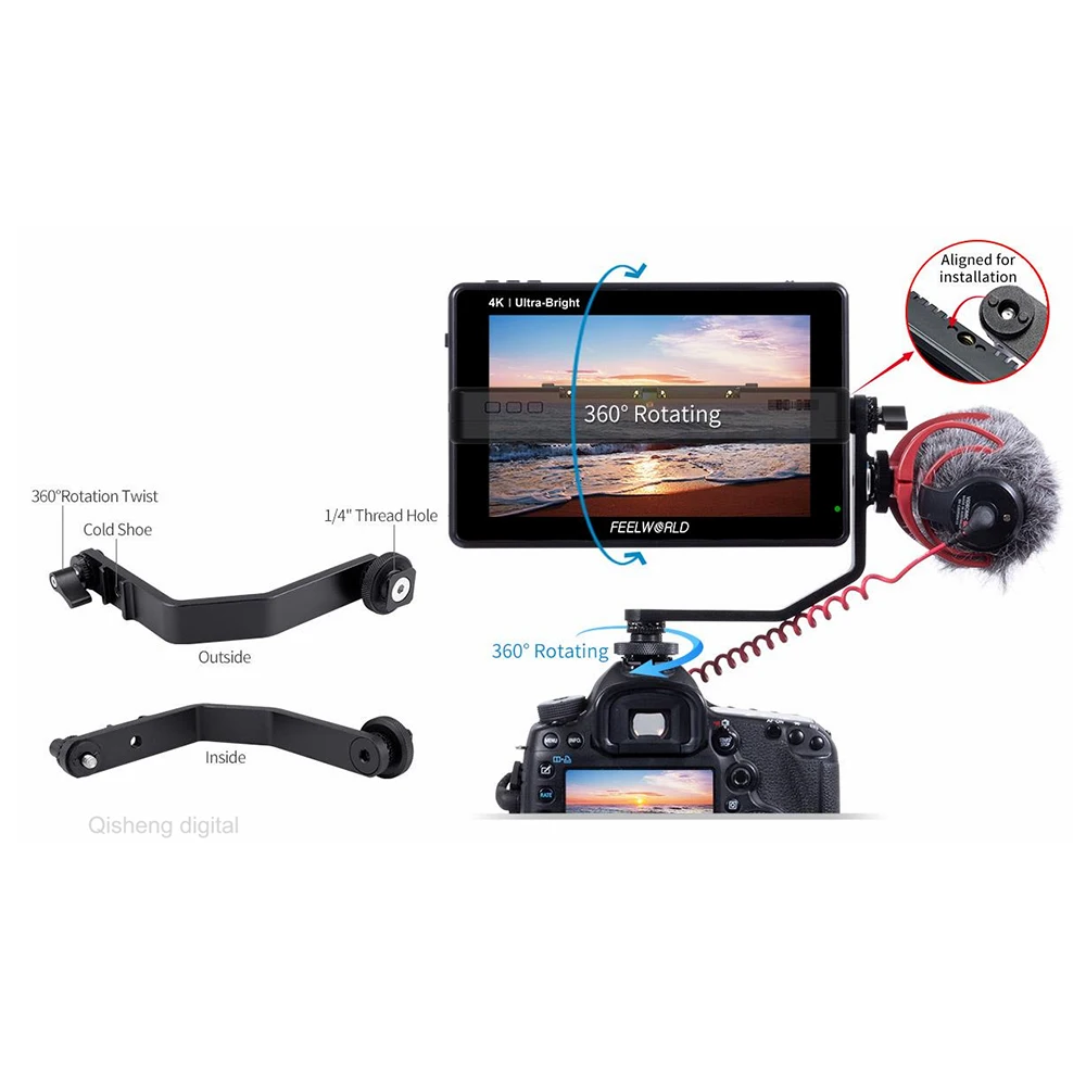FEELWORLD LUT7 LUT7S PRO 7 дюймов на Камера DSLR полевой монитор с разрешением 4K HD SDI 3D СНМП