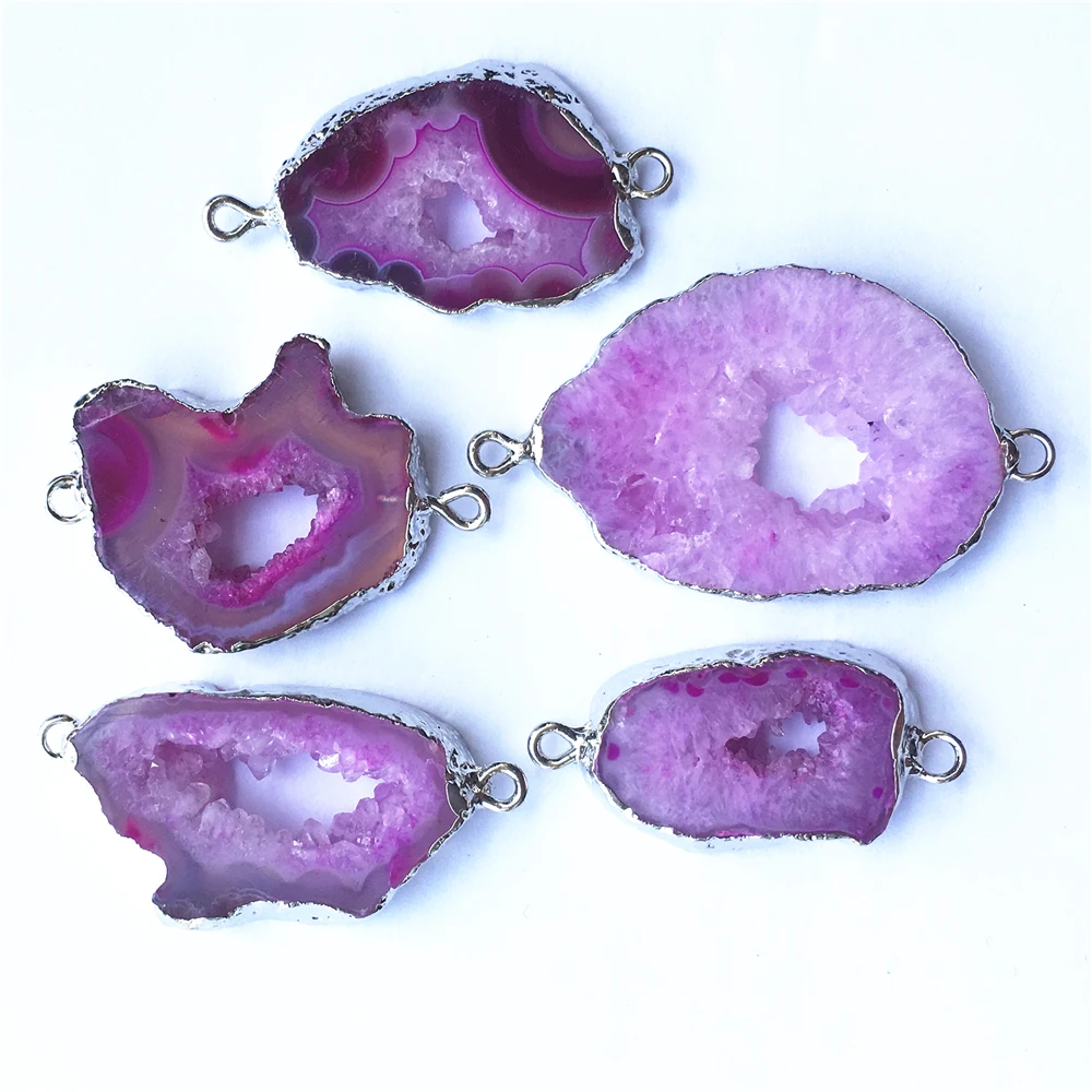 New Hot Natural Red Agates Slice Pendant Connectors Irregular Raw Onyx Druzy Stones Pendants for DIY Jewelry Making 5PCS | Украшения и