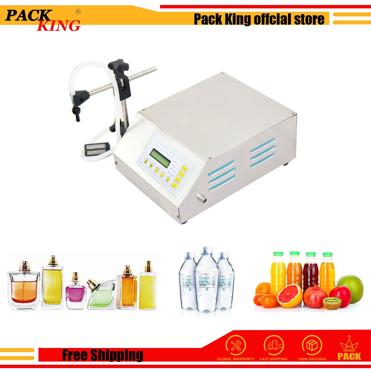 

Liquid Water Perfume Filling Machine Milk Vinegar Soy Sauce Drinking Beverage Juice Digital Filler 3-5000ml Free Shipping