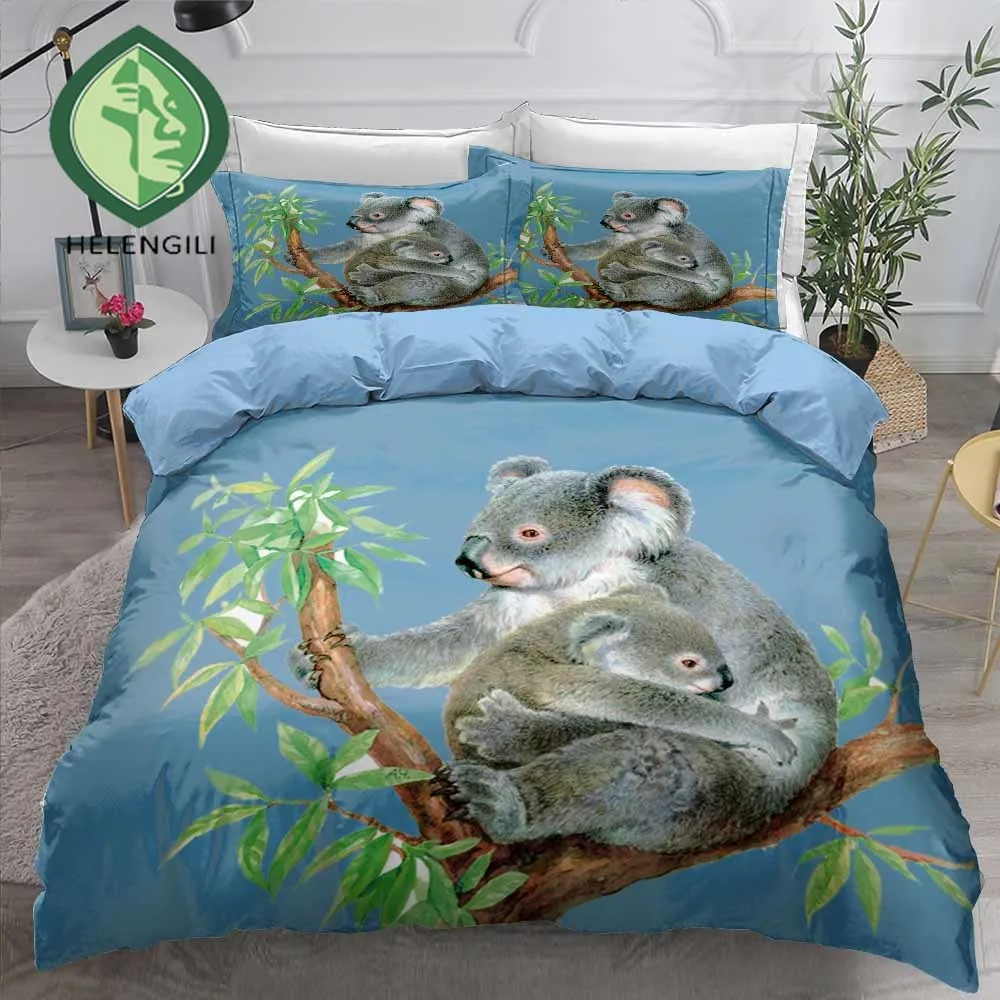 Комплект постельного белья HELENGILI 3D Koala с принтом пододеяльник наволочкой детская