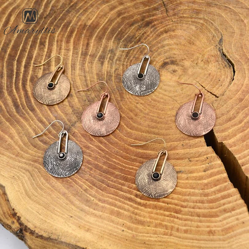 Amaiyllis винтажные резные круглые Висячие серьги для женщин с этническим узором