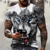 newly designed wolf mosaic totem pattern 3d printing mens t shirt street trend retro fashion casual oversized t shirt top
