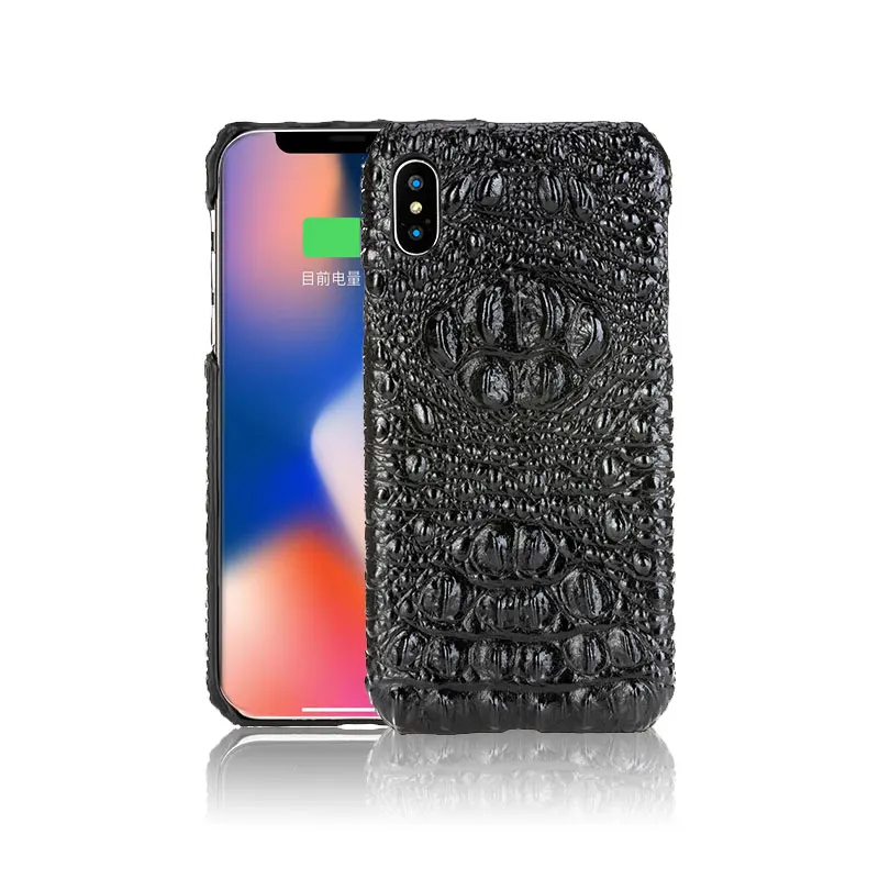 Роскошный чехол из воловьей кожи для iPhone 11 Xr 6 6s 7 8 Plus X Xs Max с крокодиловым черепом и