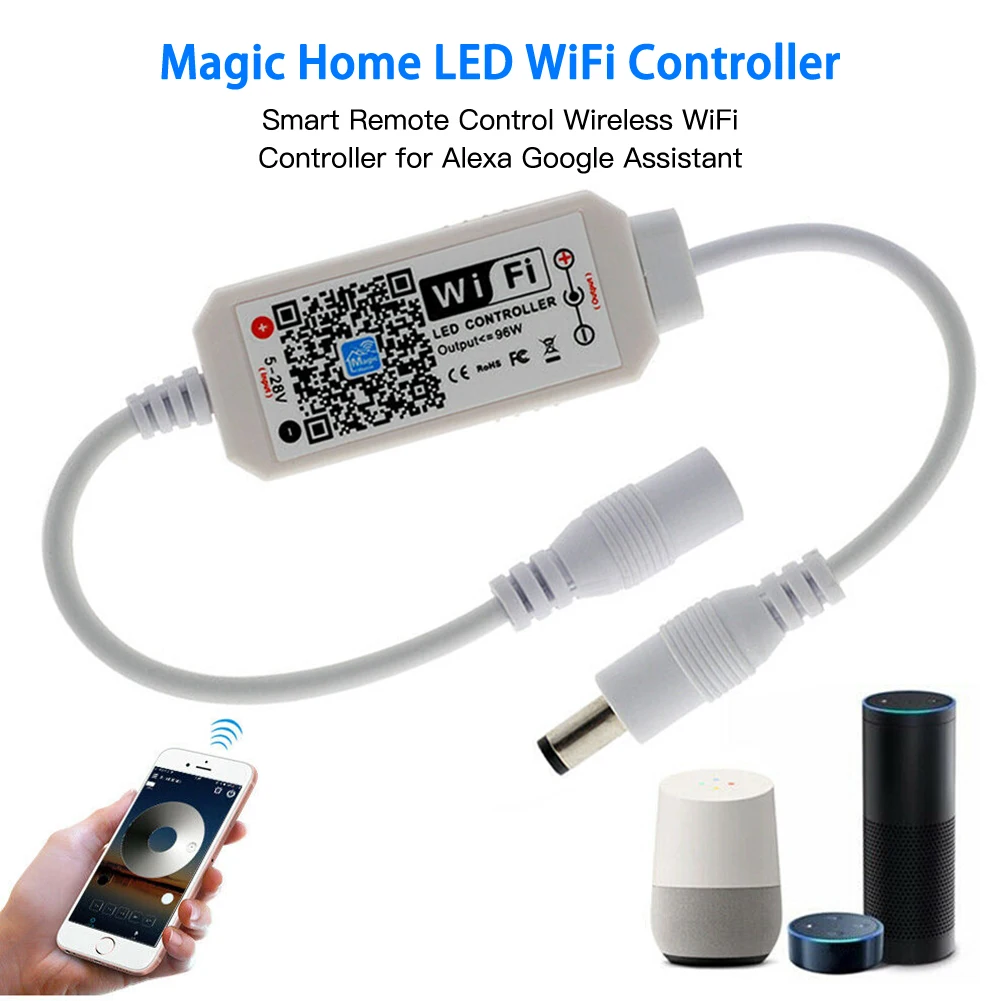 

DC 5-28V Wireless Mini WiFi Dimmable Controller For Single Color LED Strip Light Customised Colors Led Controller Dropshipping
