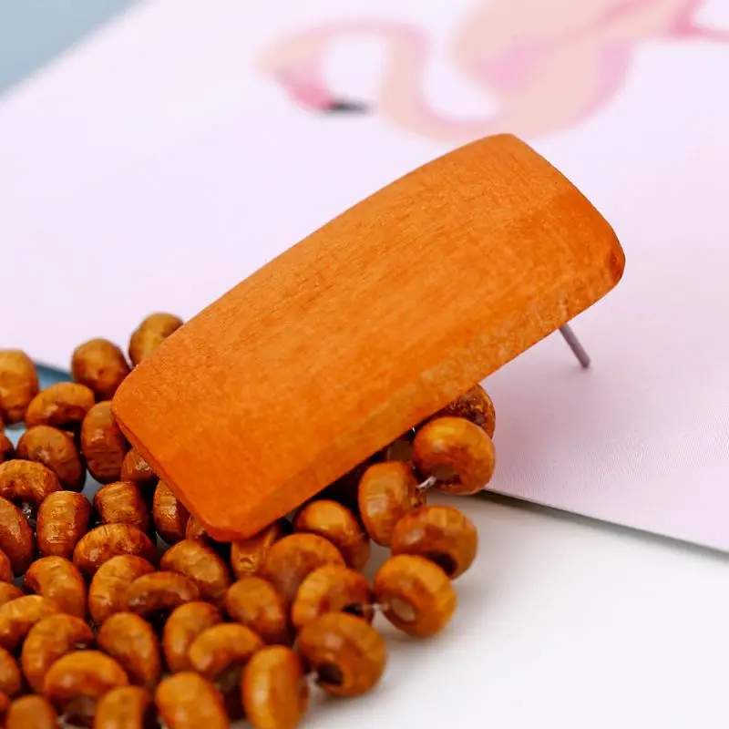 

Handmade Wooden Straw Weave Rattan Vine Braid Drop EarringsGeometric Earrings 6XDA