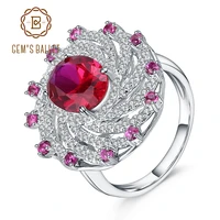 gems ballet classic ruby gemstone spiral shape rings real 925 sterling silver ring for women wedding fine jewelry