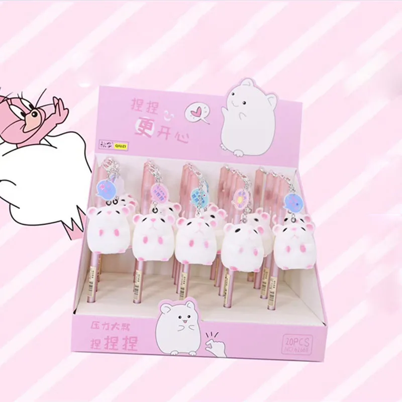 30 шт./лот креативная гелевая ручка с подвеской в виде хомяка Милая Черная