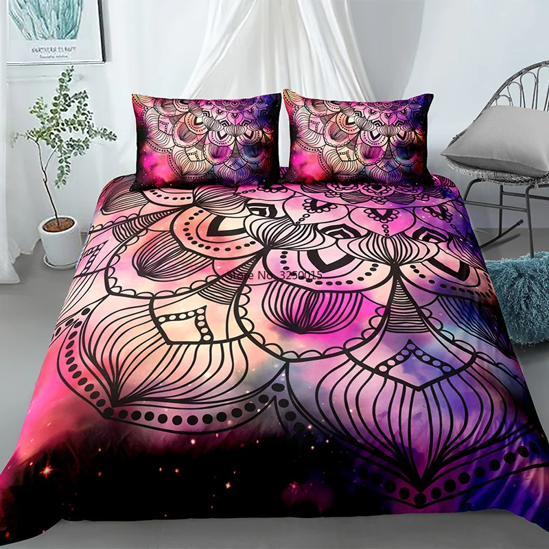 

3D Boho Mandala King Bedding Set Queen Duvet Cover Sets Bohemian Bed Linen for Adults Kids Bedclothes 2/3pcs Big Bed Cover