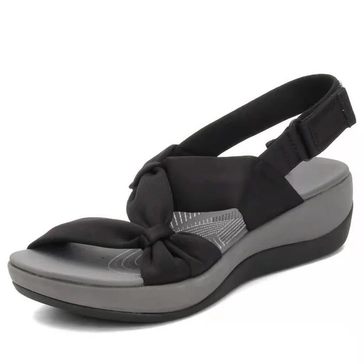 

Women's Slope Heel Bohemian Velcro Fish Mouth Muffin Cross Sandals Summer Flat Open Toe Casual Platform Ladies Vintage Sandals