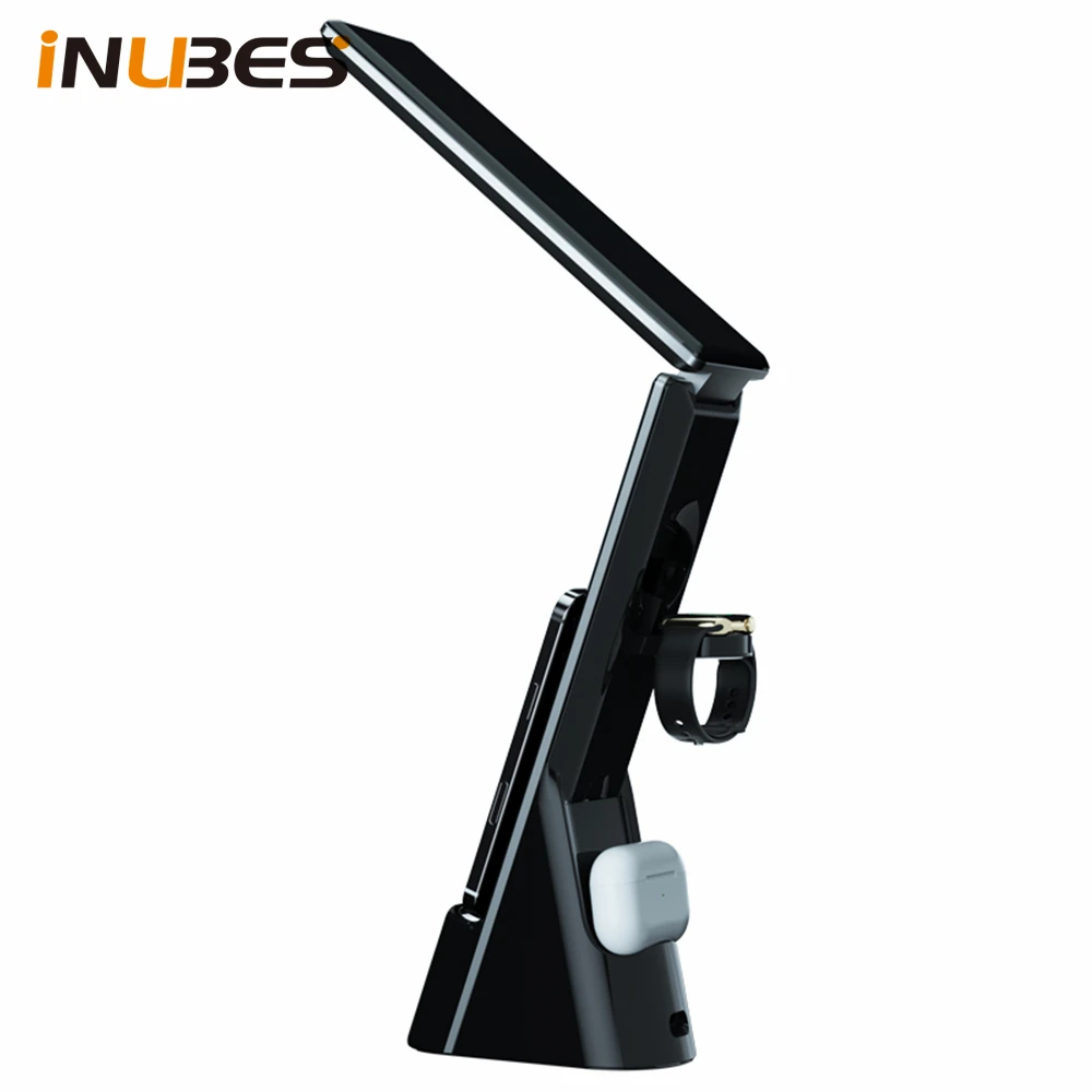 led table lamp 15w wireless charger for iphone apple watch airpods fast charging station multi function clock charge dock stand free global shipping