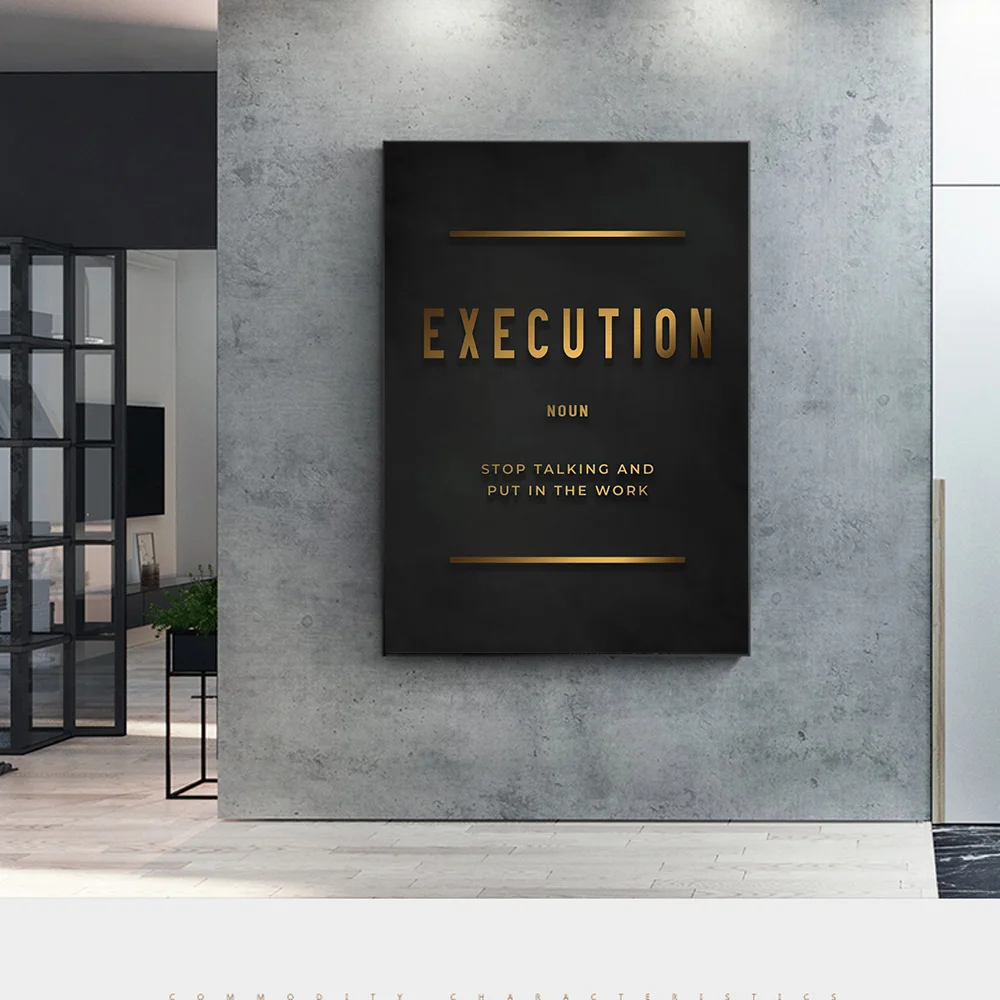 

Execution Grit Hustle Qutoes Letters Motivational Posters and Prints on Wall Canvas Painting Wall Art Picture for Living Room