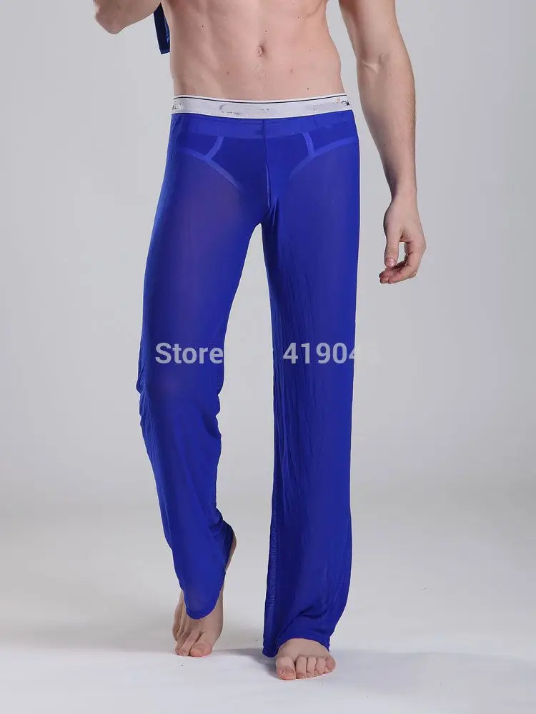 Мужские прозрачные сетчатые длинные брюки черные белые Размеры M L XL | Мужская