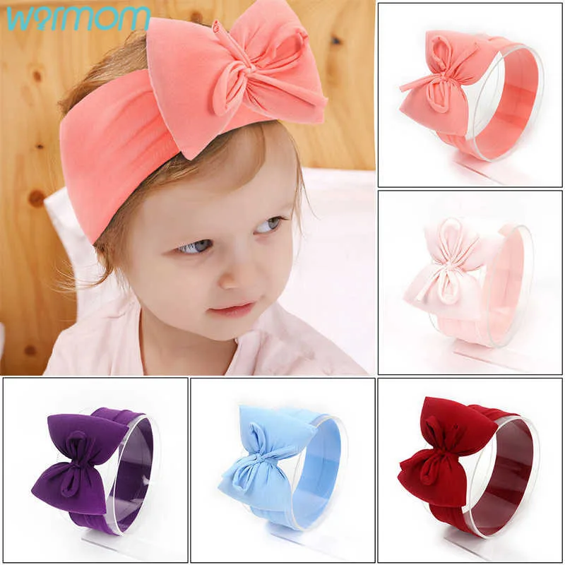 

Warmom 2 PCS Newborn Baby Girl Pure Cotton Fat Bow Hairband Newborn Baby Girls Striped Headband Headwear