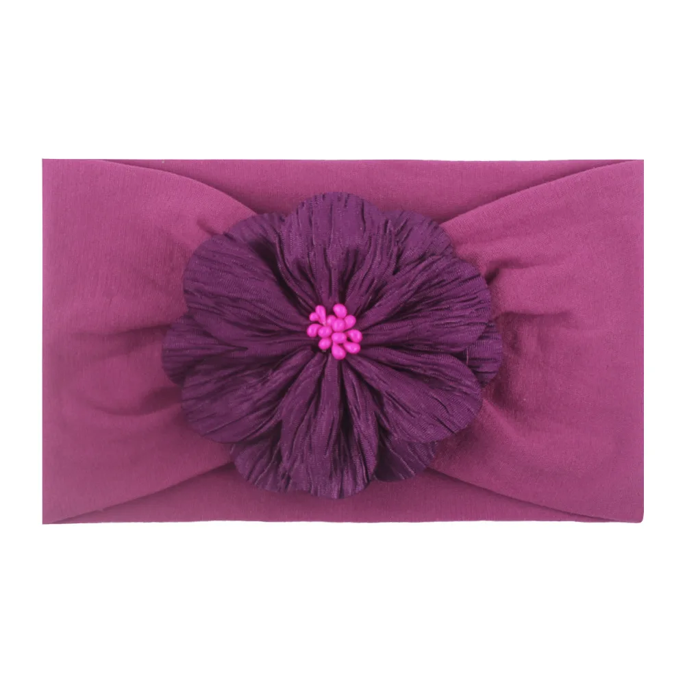 Deep eggplant purple Г. Европа и США, новинка, супер мягкая нейлоновая детская лента для волос, эластичная лента для волос, цветок, аксессуары для волос, детские - Цвет: Deep eggplant purple