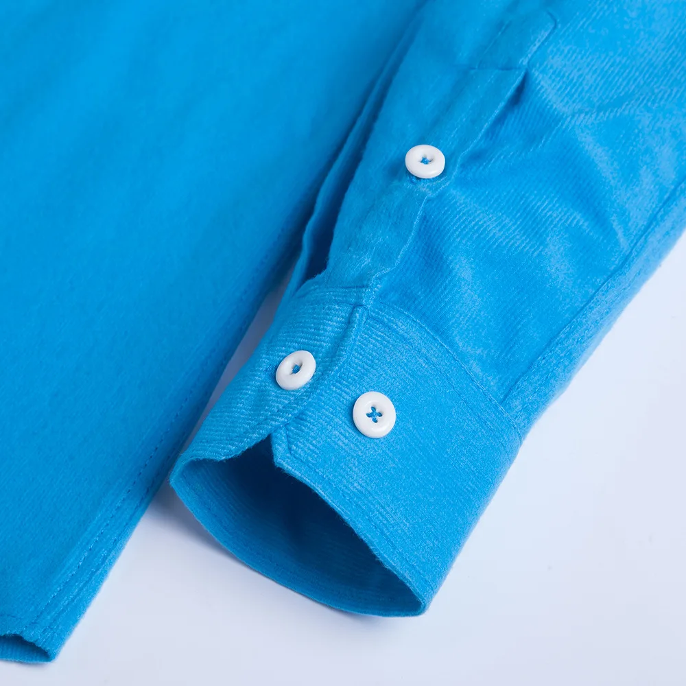 

Plus Size Men Corduroy Casual Shirt Soft Leisure Solid Regular Fit Man's Long Sleeve Button Collar Shirts Asian Size M-5XL