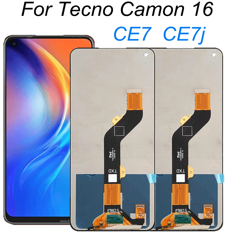 

6,8 "ЖК-дисплей для Tecno Camon 16 CE7 CE7j CE9h, Замена ЖК-дисплея кодирующий преобразователь сенсорного экрана в сборе
