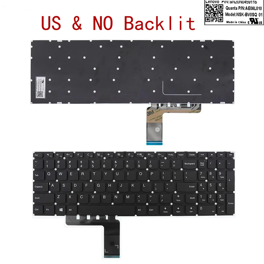 Новая черная клавиатура для ноутбука Lenovo Ideapad 310 15IKB 15ISK 15ABR 15IAP с подсветкой