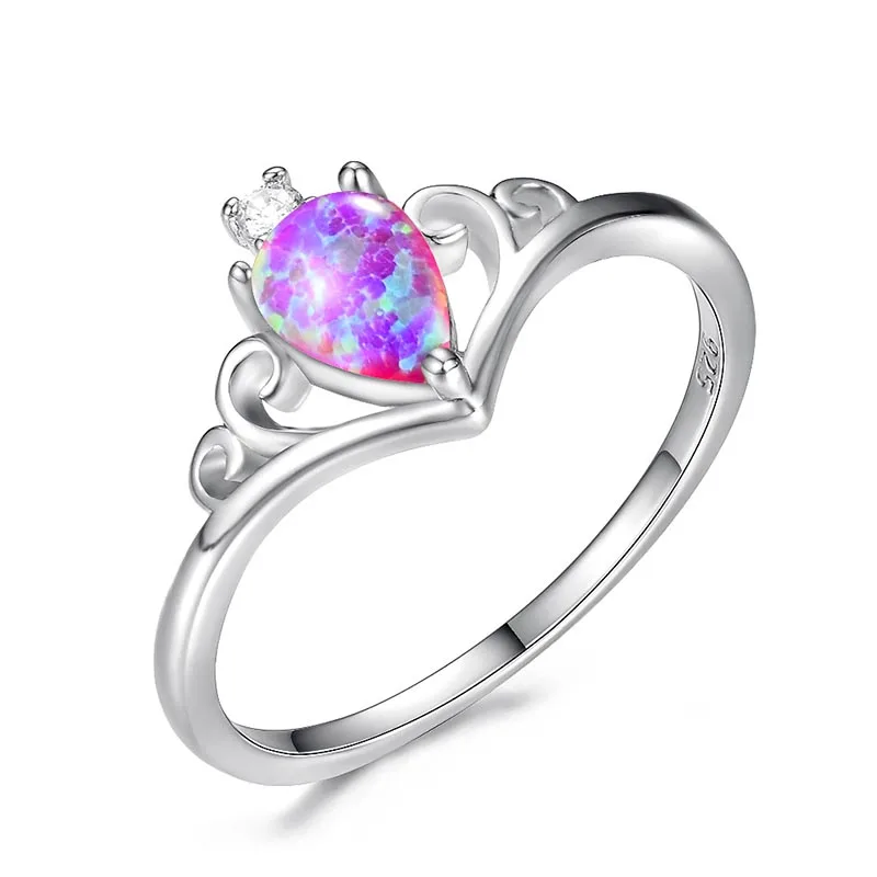 Bague Ringen женское серебро 925 ювелирные изделия капли воды из опала Корона драгоценный камень кольцо Свадьба Помолвка подарок на день Святого Валентина