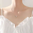 Женское изящное ювелирное изделие из стерлингового серебра 925 пробы, ожерелье с розовым цветком Вишни из циркония, цепочка до ключиц для девушки