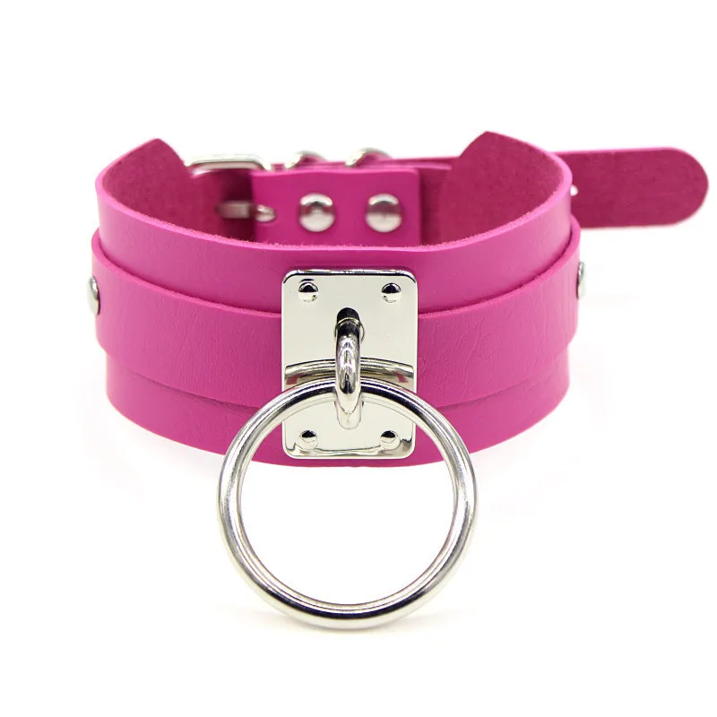 

Fashion Vegan Leather Choker Collar Women Pink Goth Necklace Gothic Jewelry Grunge Fashion Punk Halloween Accessories