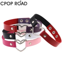 cpop egirl cute heart pendant night club choker necklace for women punk wide faux leather sexy collar necklace party jewelry