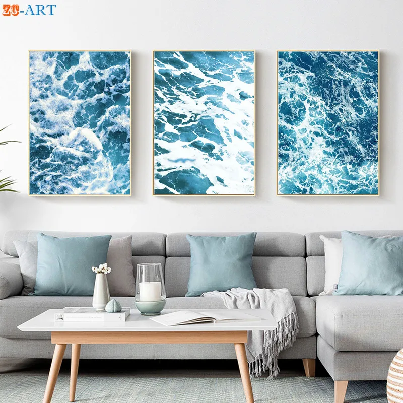 Океана Волна печать Природный Пейзаж Плакат морской настенные картины на холсте