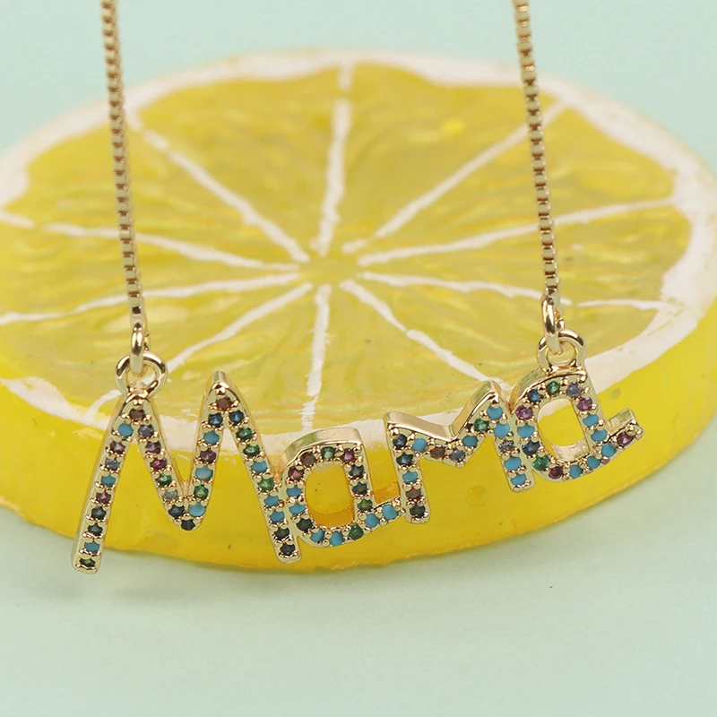 

1PCS Delicate Letter Mama Rainbow Crystal Pendant Necklace For Moms Mother's Day