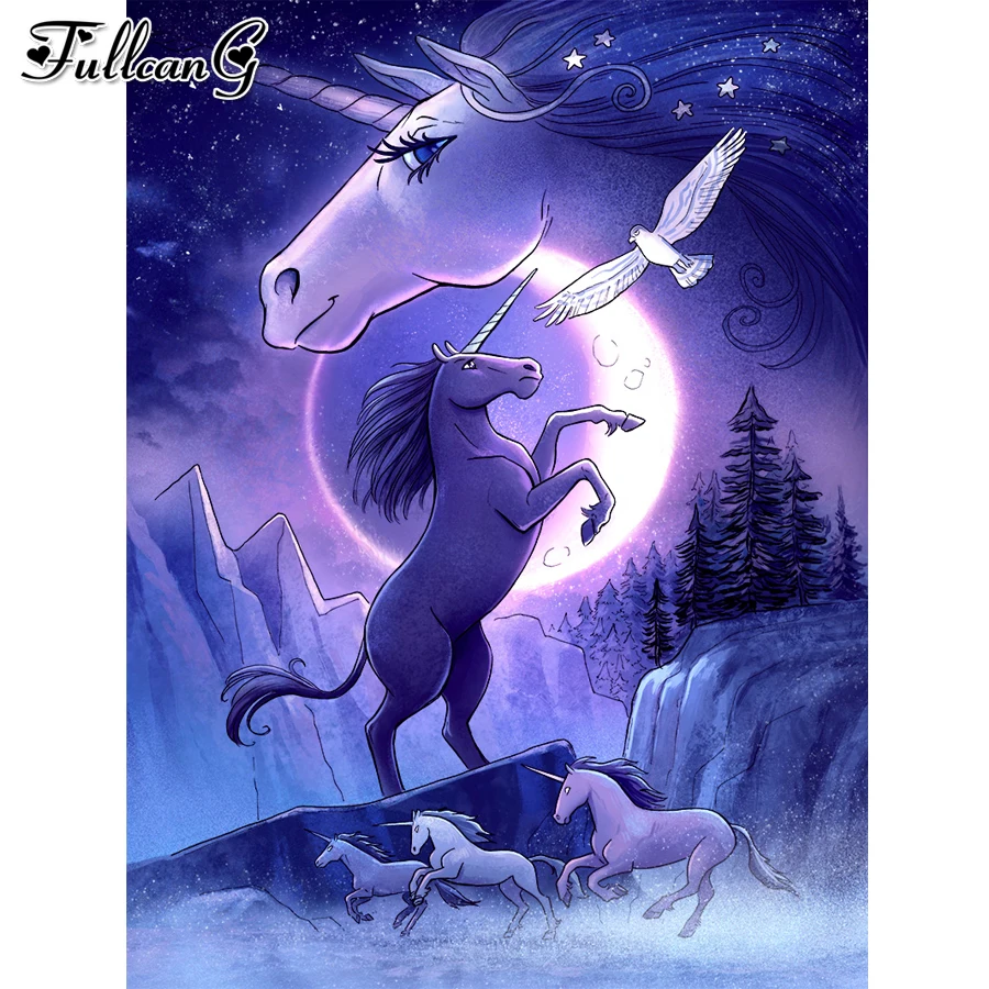 

Moon unicorn 5d diy diamond embroidery color animals mosaic painting rhinestone cross stitch kits home decoration art AA3128