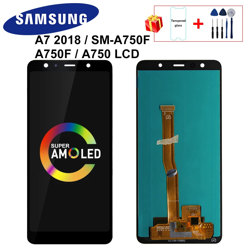 Super AMOLED ЖК дисплей A750F для Samsung Galaxy A7 2018 A750 A750G сенсорный экран с цифровым