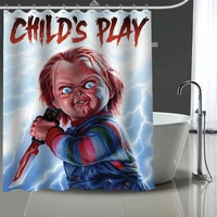 custom high quality horror movie childs play shower curtain waterproof bathroom polyester fabric bathroom curtain with hooks
