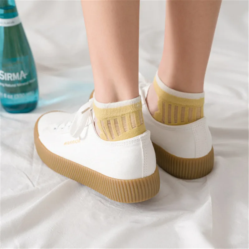 FINETOO милые женские носки 3 пар/компл. летние прозрачные полые короткие тонкие