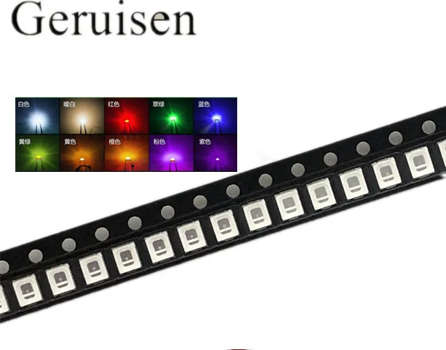 1000 шт./лот SMD светодиодные диоды 2835 диод 3528 LED Diodo Kit зеленый красный теплый белый
