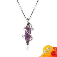 trendy necklace 925 silver jewelry with amethyst zircon gemstone pendant ornaments for women wedding engagement party wholesale