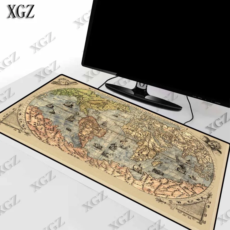 

XGZ World Map Mouse Pad Gaming Large pad Gamer Big Computer Lock Edge Mat Office Desk Keyboard for CSGO Game