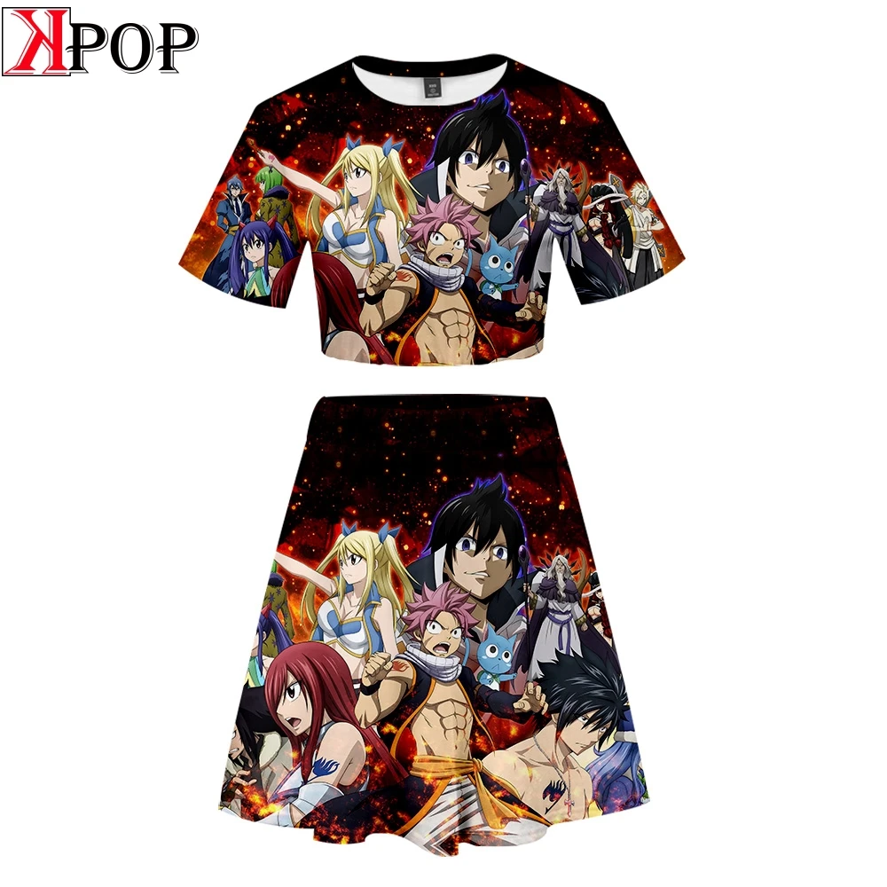 Женский комплект из двух предметов с юбкой и пупком в стиле Харадзюку |