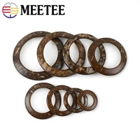 meetee 50pcs id15 50mm natural coconut buckles scarf wooden o ring coat belt circle buttons diy sewing bags garment accessories