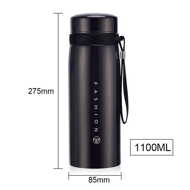 1100ml Dark Purple Большая емкость термос бутылка из нержавеющей стали стакан с герметизацией бутылка для воды портативная вакуумная колба для кофе кружка дорожная чашка - Цвет: 1100ml Dark Purple