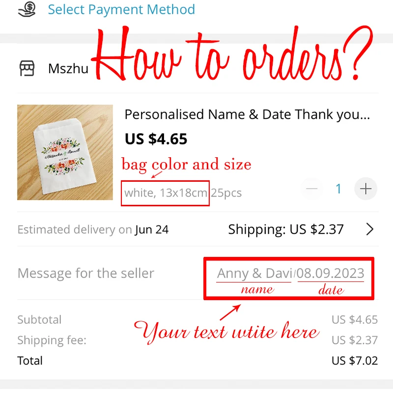 Персонализированные пакеты для свадебных сувениров с именем и датой бумажные