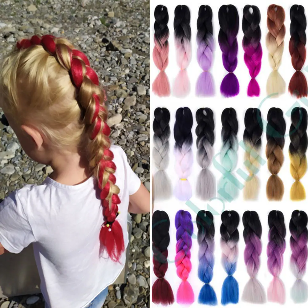 

24inch Jumbo Braids Hair Extensions 80 Colors Ombre Synthetic Braiding Hair For Braids Box Twist 100g/Pack Fake Hair Pigtails