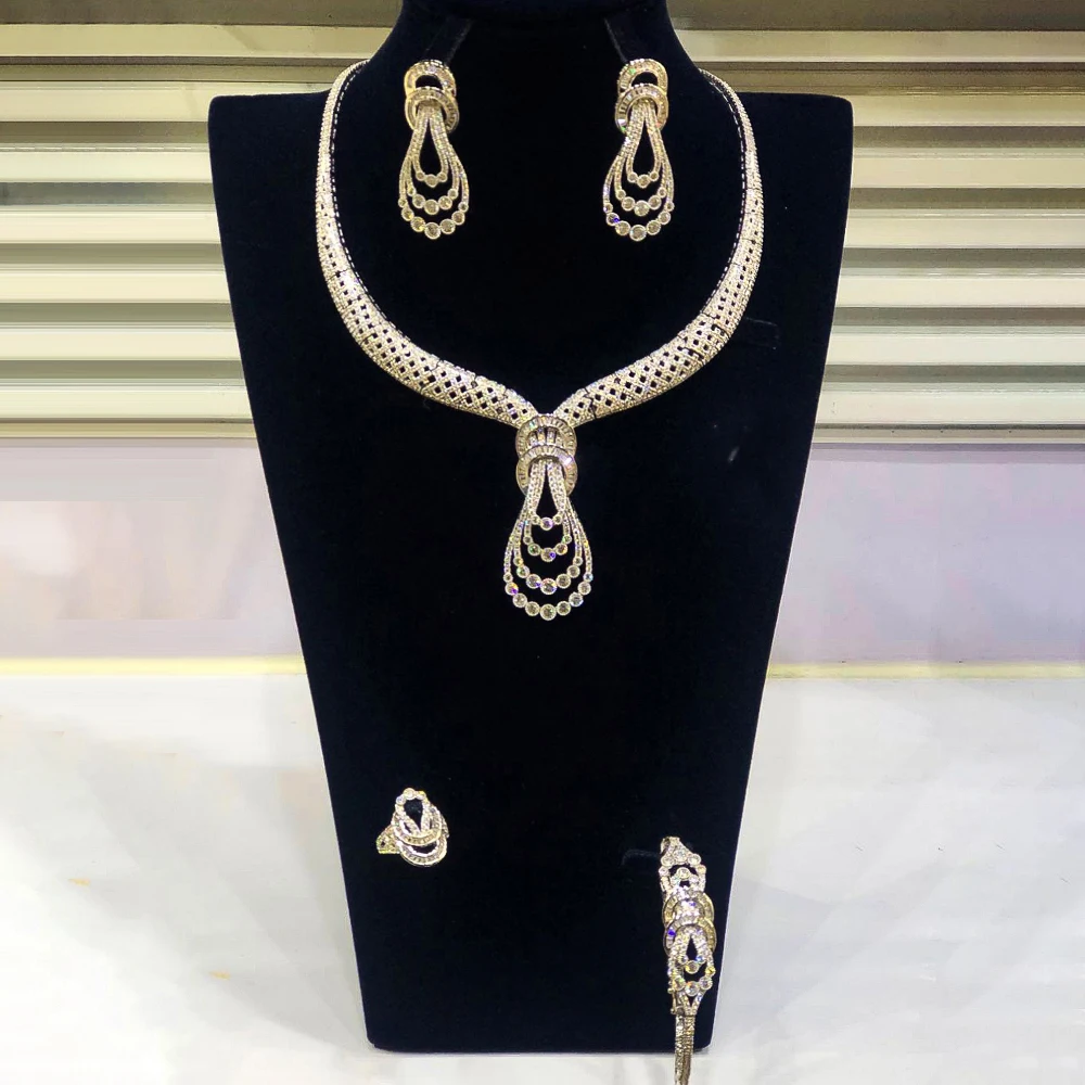 

GODKI New Bowknot 4Pcs African Jewelry Sets for Women Wedding Luxury Naija Dubai Jewelry Set Cubic Zirconia Bridal Jewelry Sets