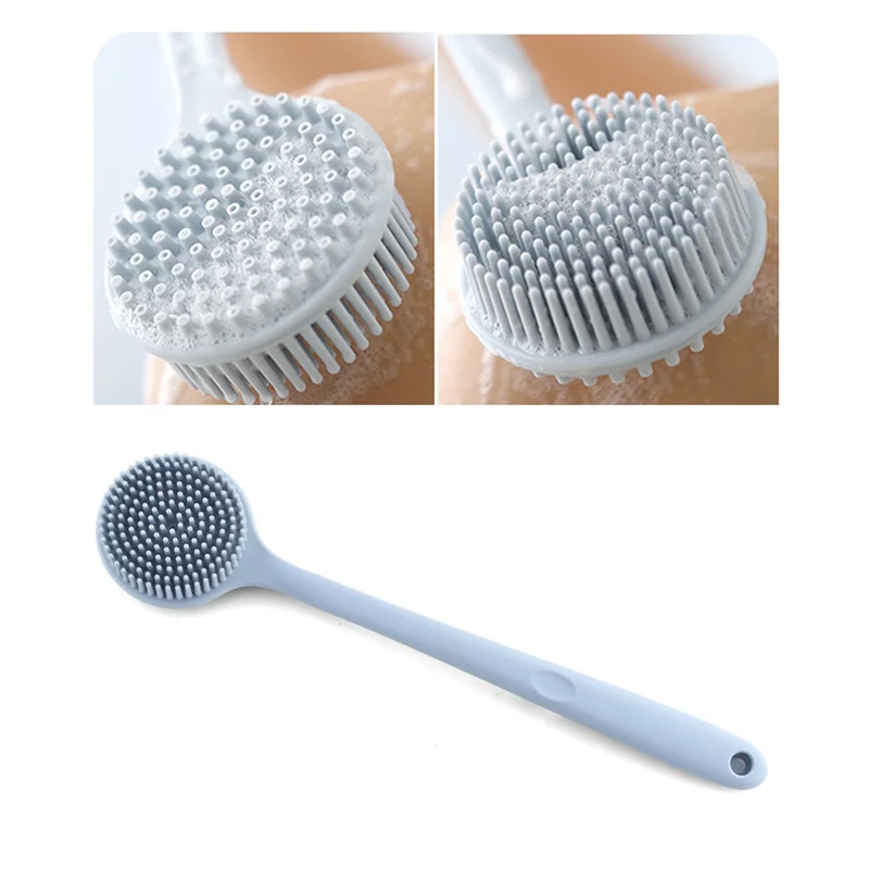 

Double-sided Shower Body Brush Silicone Long Handle Bathroom Wash Brush Bathing Massage Back Loofah Body Exfoliating Accessories