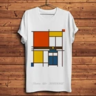 Мондриана NEOPLASTICISM художник футболка Для мужчин новые летние белые Повседневное Homme крутая Мужская Уличная футболка