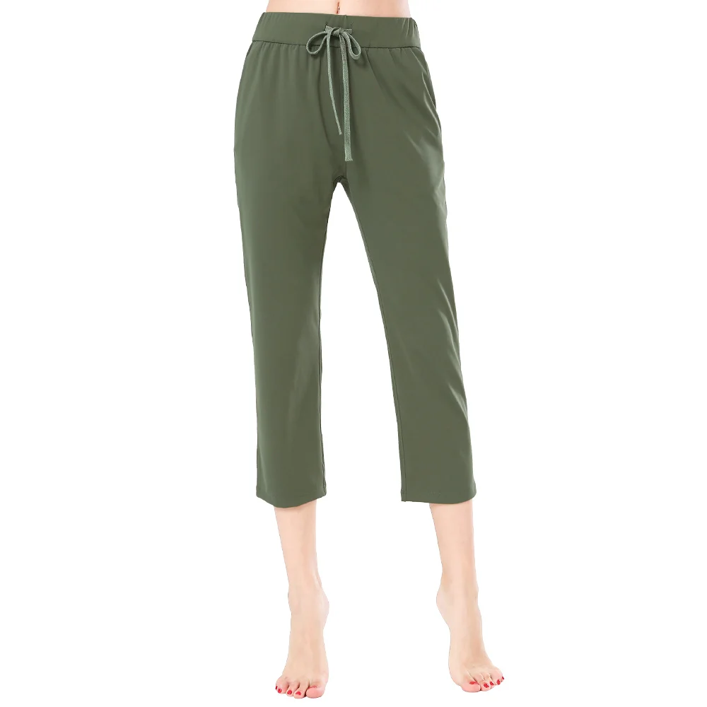 

Sports Pants Female Jogging Training Yoga Capris Nylon Drawstring Knotted Sport Femme Fitness Women Outdoor Casual Crop Pants