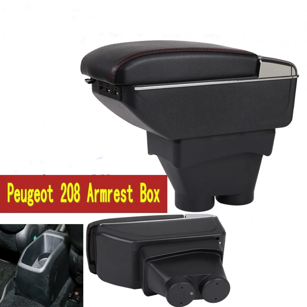 

Подлокотник для Peugeot 208 подлокотник центральной консоли Автомобильная Центральная коробка для хранения Подстаканник Пепельница модификац...