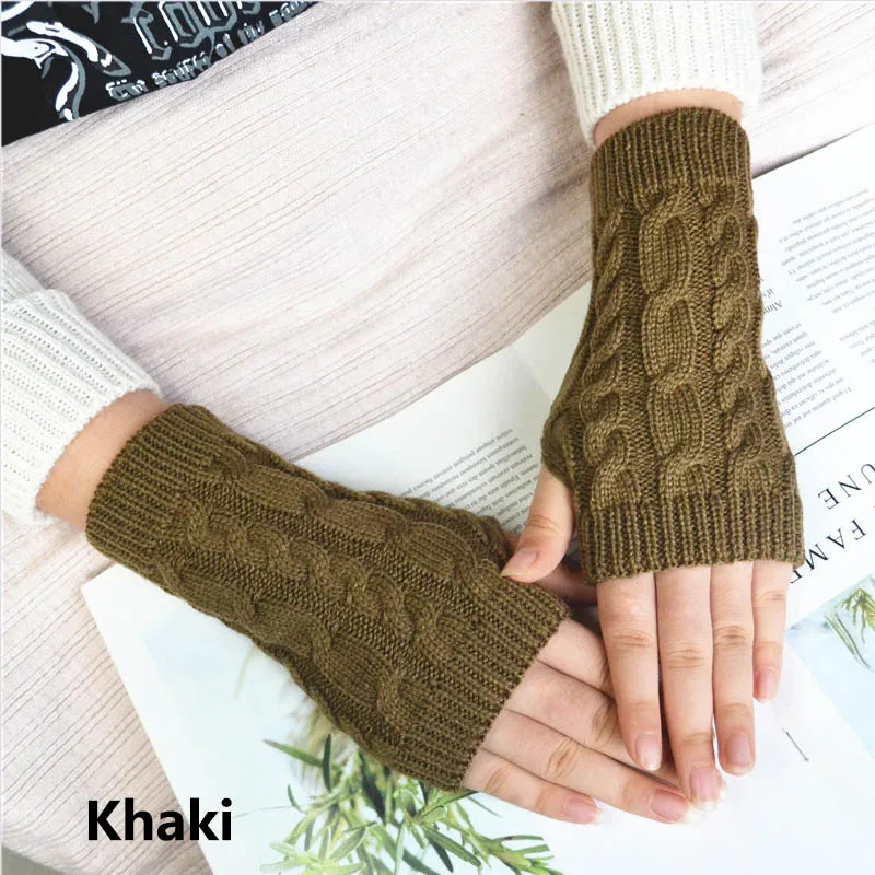 A8 khaki Женские милые кошачья лапа с когтями, плюшевые варежки, зимние теплые толстые перчатки без пальцев, мягкие перчатки с когтями медведя, перчатки с когтями на пол пальца, варежки с когтями - Цвет: A8 khaki