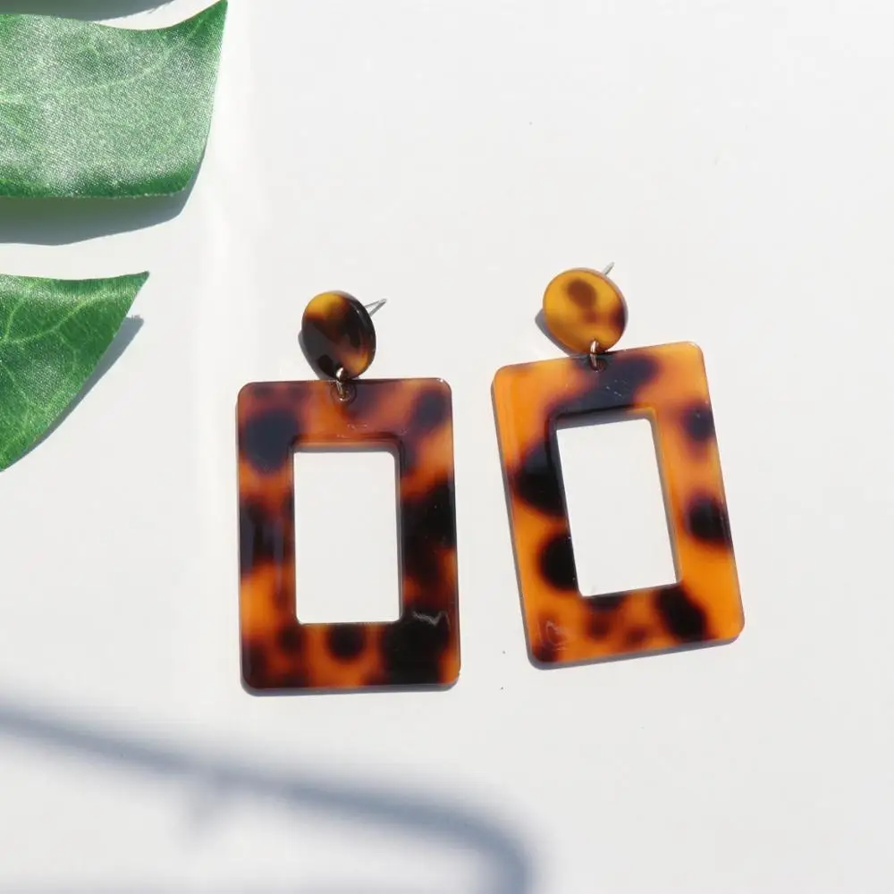 Корейские акриловые геометрические висячие серьги женские леопардовые Модные