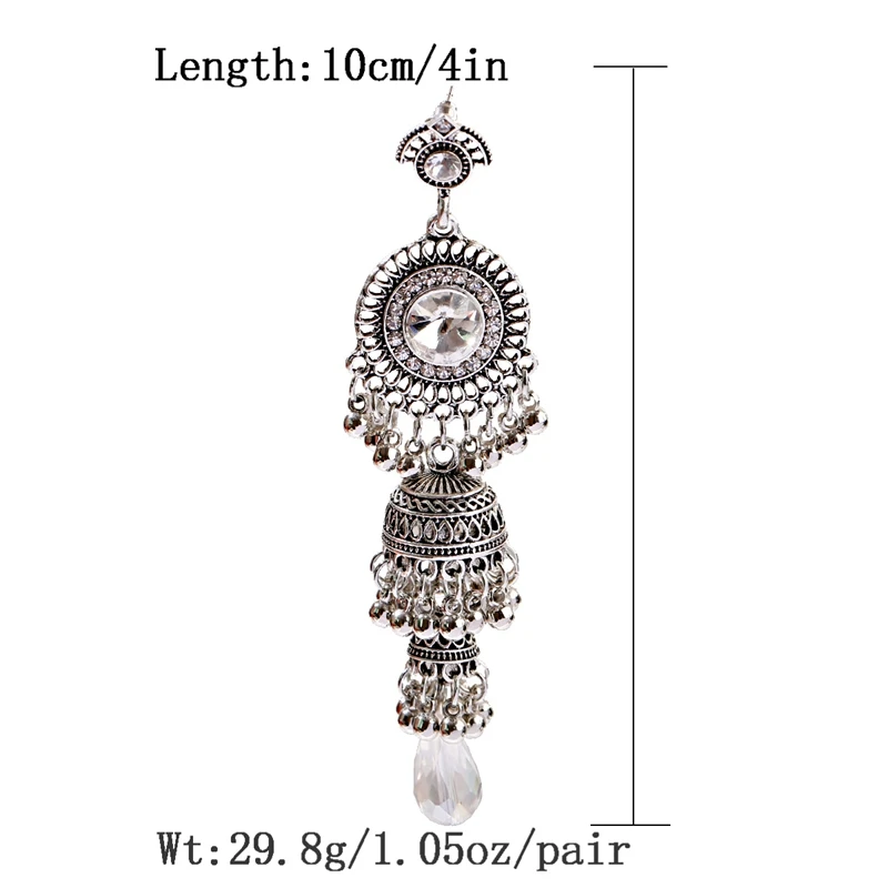Женские винтажные этнические серебряные индийские Jhumka Bell серьги с кисточками Ретро цыганские золотые висячие серьги вrincos бижутерия
