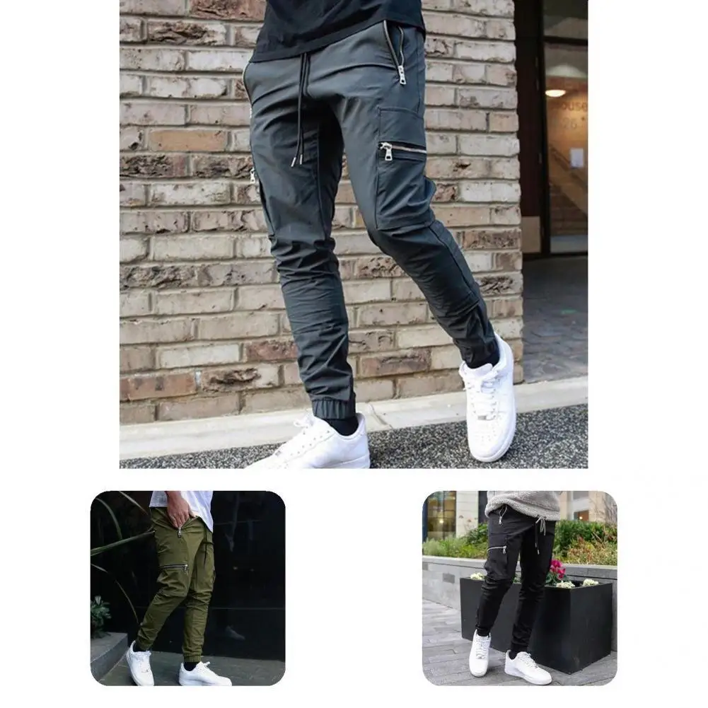 

Men Pants Solid Color Bottoms All Match Men Cargo Pants Sports Pants Trousers
