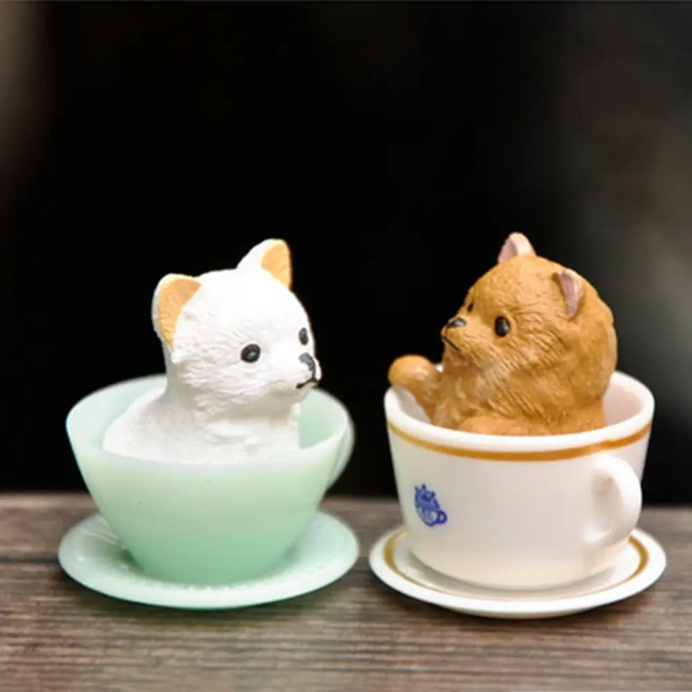 

8pcs/lot Cute Cartoon Teacup Dog Cake Decoration Doll Kids Favor Birthday Cupcake Topper Micro Craft Micro Landscape Miniature